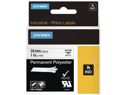 Etiketovacie pásky (Farba Šírka pásky 24 mm Dĺžka pásky 5,5 m, Veľkosť Permanentná polyesterová páska čierna na bielej)