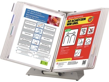 Stolový stojan (Farba PVC biela, Veľkosť 10 zobrazovacích tabúľ A4 lakovaný kovový stojan)