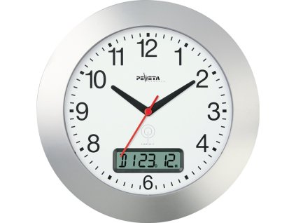 Hodiny (Farba Rádiom riadené hodiny plast matná strieborná, Veľkosť Ø 300 mm Čísla)