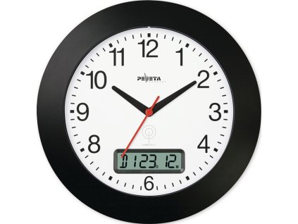 Hodiny (Farba Rádiom riadené hodiny z čierneho plastu, Veľkosť Ø 300 mm Čísla)