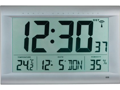 Hodiny (Farba Rádiom riadené hodiny plast matná strieborná, Veľkosť 1,5 V Čísla)