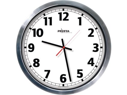 Hodiny (Farba Rádiom riadené hodiny hliník matná strieborná, Veľkosť Ø 500 mm 1,5 V Čísla)