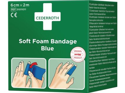 Mäkký penový obväz CEDERROTH (Farba samolepiaca guma, modrá, Veľkosť Rolka 6 cm x 2 m)