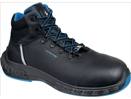 Bezpečnostná obuv Anton vysoká S3 ESD SRC EN ISO 20345 kožená LEMAITRE (Farba Veľkosť 46 W. široká čierna/modrá, Veľkosť S3 ESD SRC EN ISO 20345 koža)