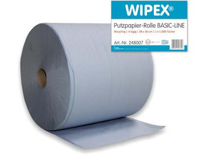 Čistiaca utierka Basic-Line WIPEX (Farba D.cca 360 mmxŠ.cca 380 mm, Veľkosť modrá 3-vrstvový 1 rolka / PU)
