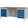 Pracovné stoly (Farba Š2000xV859xD750 mm, Veľkosť Buk multiplex 40 mm 5 zásuviek 1 dvierka)