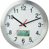 Hodiny (Farba Rádiom riadené hodiny hliník matná strieborná, Veľkosť 1,5 V Ø 300 mm Figúrky s termo/hygrometrom)