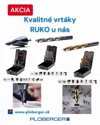 U nás nájdete kvalitné vrtáky značky RUKO teraz v AKCII!!! NOVINKA NA TRHU: Ponúkame sady špirálovitých a stupňovitých...