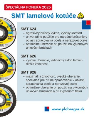 ŠPECIÁLNA PONUKA NA ROK 2025 Prinášame Vám špeciálnu ponuku a ŠPECIÁLNU CENU SMT lamelových kotúčov Klingspor AG, ktoré sú...
