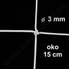 OCHRANNÁ SIEŤ Z 3 mm ŠNÚRY, OKO 15 cm, BIELA FARBA, 1 m2