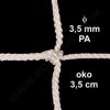 OCHRANNÁ SIEŤ Z 3.5 mm PA ŠNÚRY, OKO 3.5 cm, BIELA FARBA, 1 m2