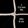 OCHRANNÁ SIEŤ Z 3.5 mm PA ŠNÚRY, OKO 8 cm, BIELA FARBA, 1 m2