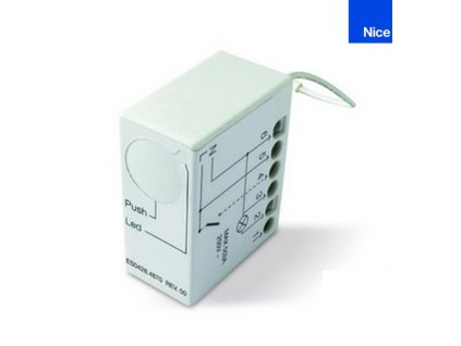 Řídicí jednotka pro osvětlení 230 V, 450 W s přijímačem 433,92 MHz, IP20, pro vysílačky řady FLO, FLOR, ONE, SMILO, NICEWAY, INTI, a pro tlačítko, miniaturní rozměr 40 x 32 x 18 mm