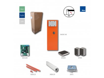 KIT-automatická závora do 4m (24V, 300W, 140Nm) s elektronikou WIA20, 1x SIA1, 1x XBA19, 1x XBA13, 1x OXIBD, 1x ON2E, 1pár EPM