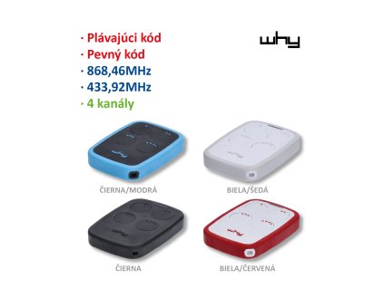 Vysílač Evo2 4kanál, 433/868MHz, pevný/plovoucí kód (WHYEVO2-barvy Biela/Šedá)