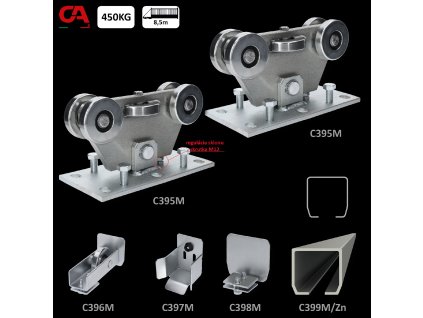 MEDIO-Klasik samonosný systém 98x98x5 mm pro posuvné brány do 450 kg / 8,5 m otvor (C399M/Zn 1x 6 m pozinkovaný profil, C395M KLASIK 2ks, C396M 1ks, C397M), běžný provoz