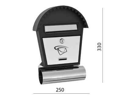 Schránka poštovní (250x350x50mm) nerez/černá, max. 12 formát listu: B6, leštěná nerez /AISI430