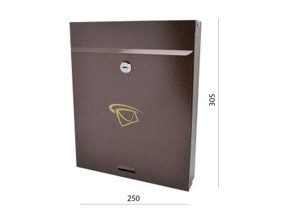 Poštovní schránka (250x305x60mm), max. formát listu: A4, měděná