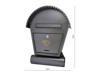 DOPRODEJ Poštovní schránka 340x460x75 mm, stříbrná antik, max. formát listu: B6, tunel na noviny ø70 mm