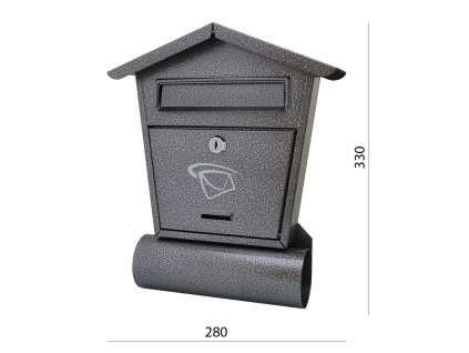 DOPRODEJ Poštovní schránka 280x330x50 mm, stříbrná antik, max. formát listu: B6, tunel na noviny ø 70 mm