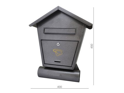 DOPRODEJ Poštovní schránka 400x450x70mm, stříbrná antik, max. formát listu: B6, tunel na noviny ø 75 mm