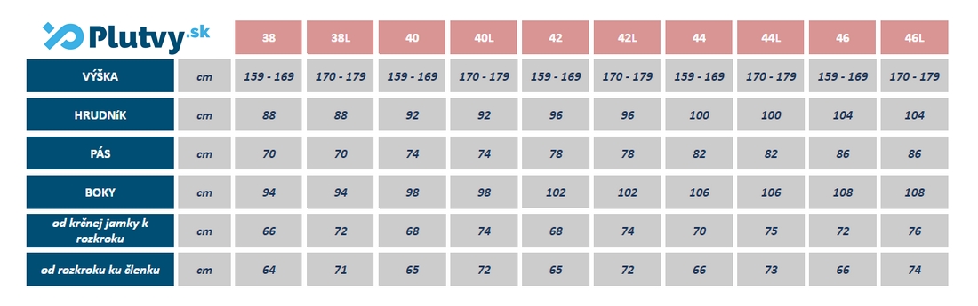 Agama Master dámsky neoprén potápanie tabuľka veľskostí
