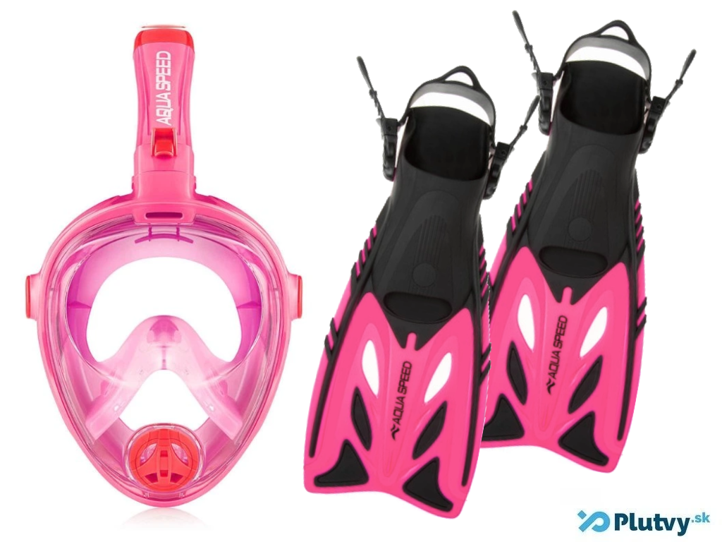 Detský set na šnorchlovanie - Little Explorer - maska a plutvy Farba: ružová, Veľkosť: S + 27/31