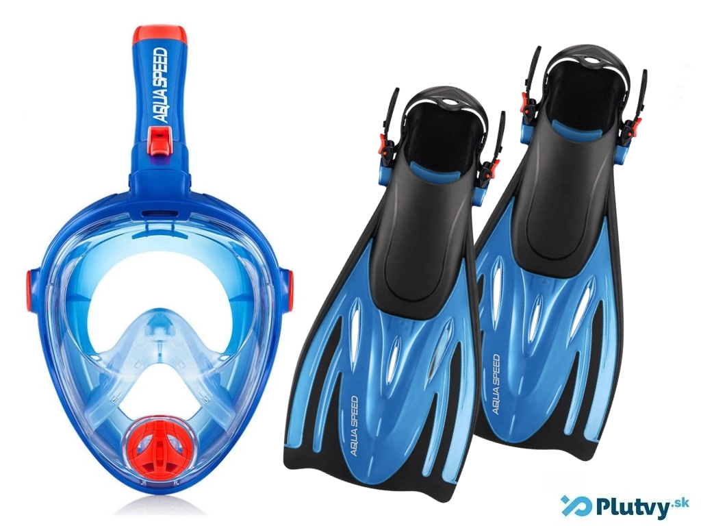 Detský set na šnorchlovanie - Little Explorer - maska a plutvy Farba: modrá, Veľkosť: S + 27/31