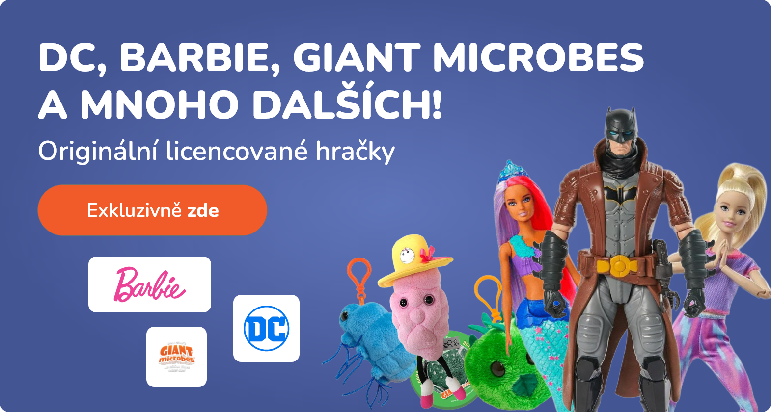 Barbie a DC licencované hračky banner
