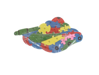 Dřevěné oboustranné puzzle – TANK písmena + čísla
