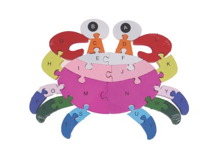 Dřevěné oboustranné puzzle – KRAB písmena + čísla