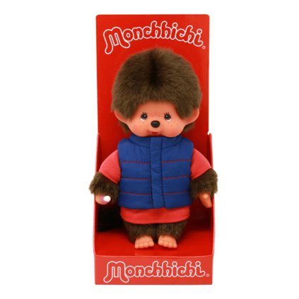 Plyšový Mončiči - Blue Vest - Monchhichi - 20 cm