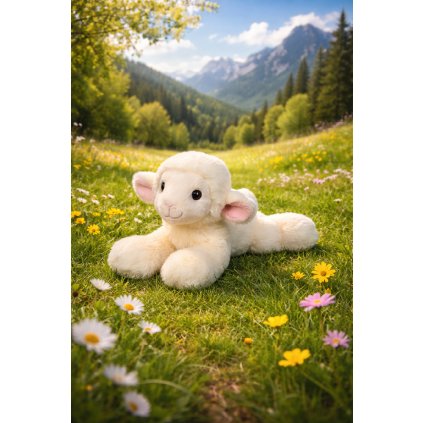 plysova ovecka na luke