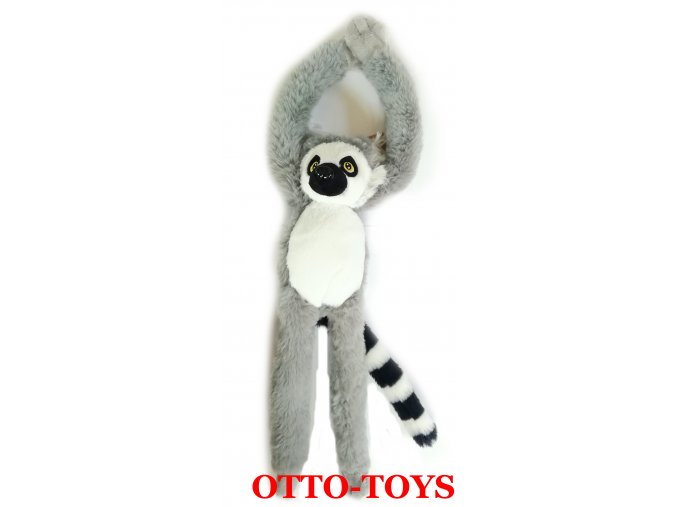 Plyšový lemur tlapky na suchý zip