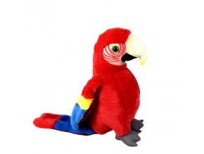 Červený plyšový papoušek