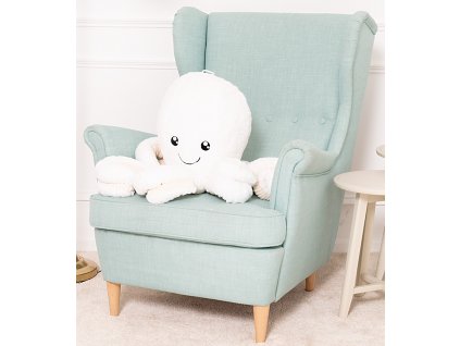 plysova chobotnice 80 cm bila