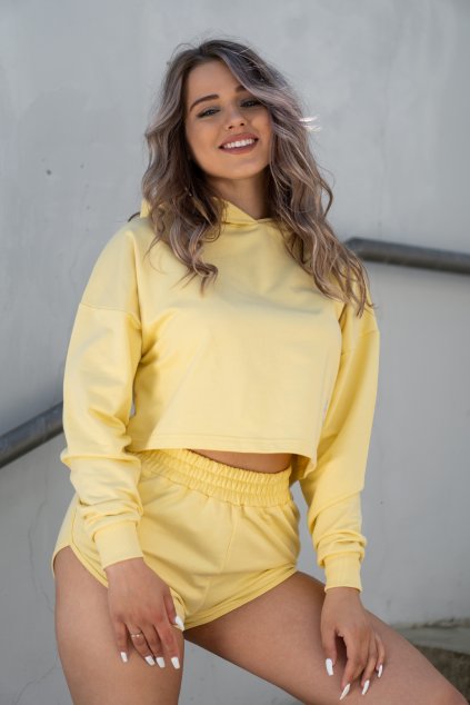 Crop mikina s kapucňou SWEET YELLOW3