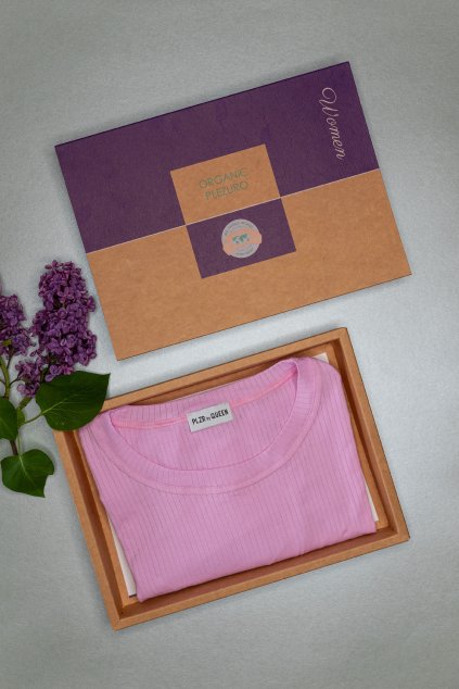 Tričko s prúžkom z organickej bavlny UNISEX okrúhly výstrih MINX PINK