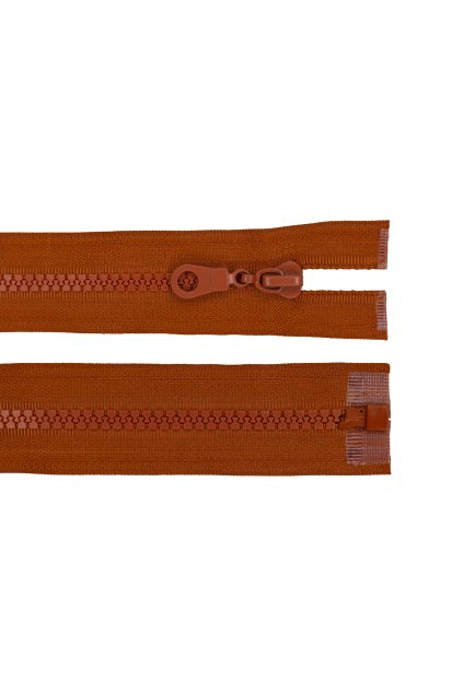 Zips kostený škoricovo hnedý, šírka zúbkov 6 mm, dĺžka 55 cm