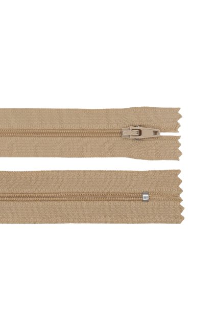 Zips špirálový béžový, šírka zúbkov 4 mm, dĺžka 16 cm