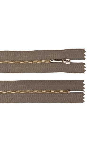 2684 zips bledo hnedy kovovy zlaty sirka zubkov 3 mm dlzka 19 cm k83