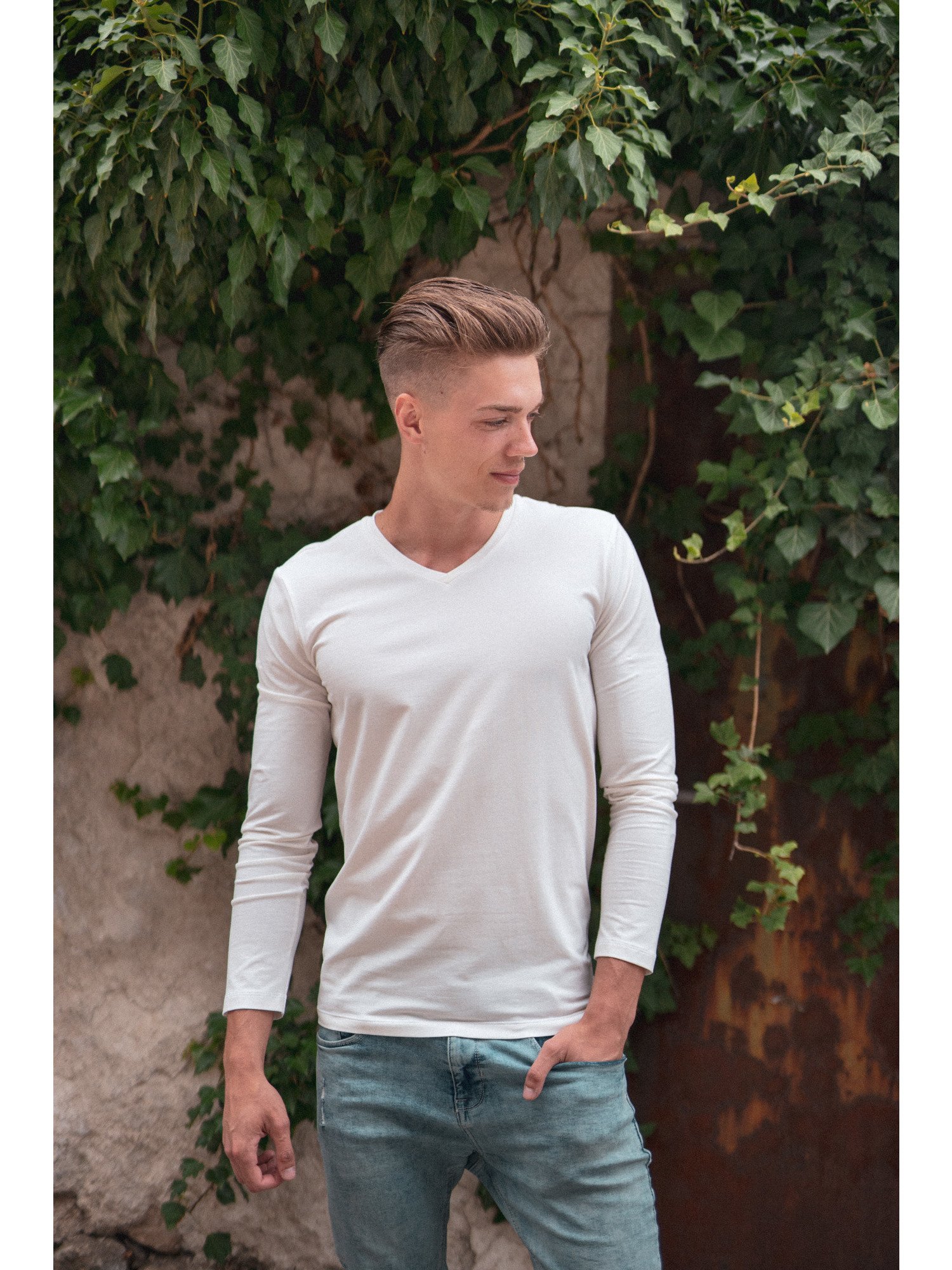 Tričko z organickej bavlny dlhý rukáv UNISEX Farba: Natural, Veľkosť: L