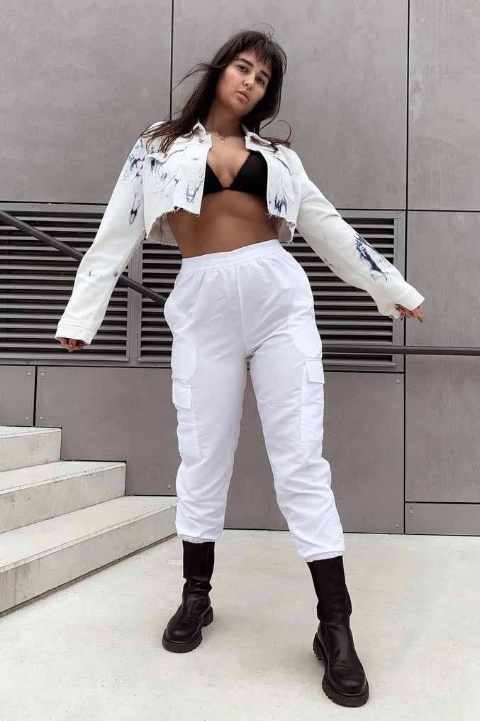 CARGO PANTS WHITE QUEEN Veľkosť: XS