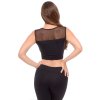 Crop top s bodkovanou sieťkou čierny 2