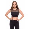 Crop top s bodkovanou sieťkou čierny 1
