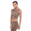 Crop top so sieťkou hnedý 4