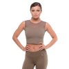 Crop top so sieťkou hnedý 5