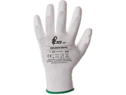Rukavice CXS BRITA WHITE, máčené v polyuretanu (Velikost 11)