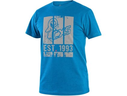 Tričko CXS WILDER, krátký rukáv, potisk CXS logo, azurově modrá (Velikost S)