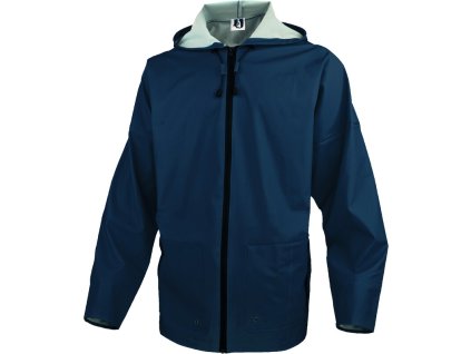 Nepromokavá a prodyšná bunda do deště potažená PVC/PU na zesílené tkanině pro větší odolnost při zhoršených povětrnostních podmínkách (Barva Nám. modrá, Velikost 3XL)
